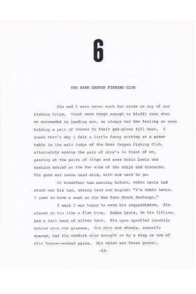 Bear Canyon Fishing Club: Original Manuscript